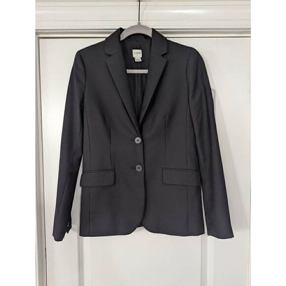 J. Crew (Factory) Blazer women's size 2 black wool blend office workwear - Picture 1 of 8